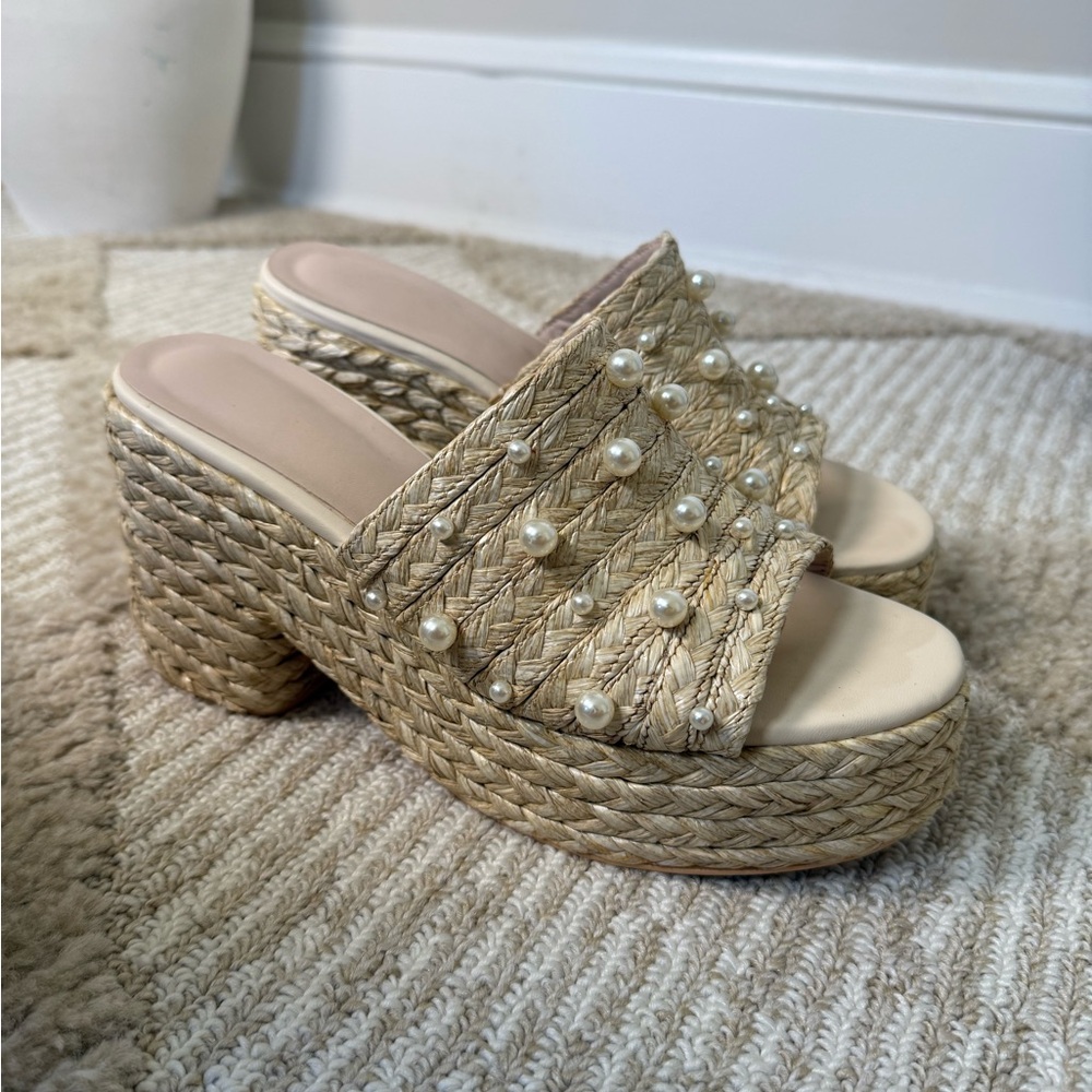 Pearl Rattan Wedges